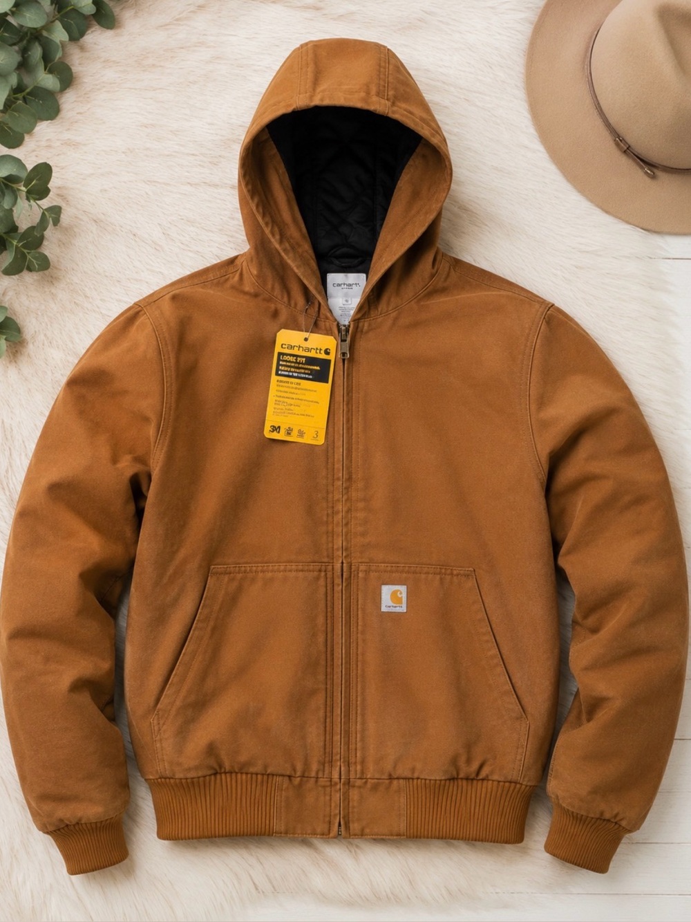 Carhartt Rugged Duck Brown Hooded Work Jacket